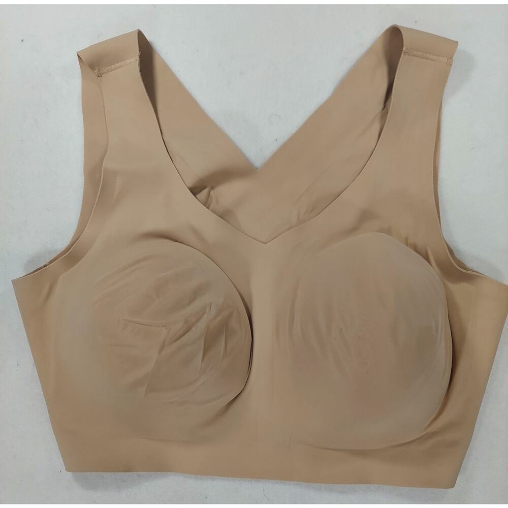 Evelyn Bobbie DEFY Bra Wireless Removable Pads Stretch Size 2XL "sand" NWOT